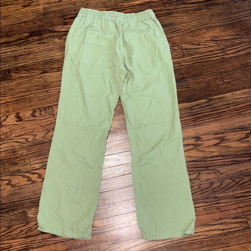 Love Tree Green Linen Blend Elastic Waist Pants – Size M - Picture 5 of 5